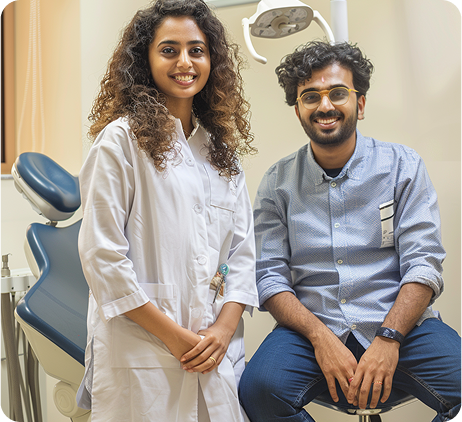 Dentist with a patient in a modern dental clinic